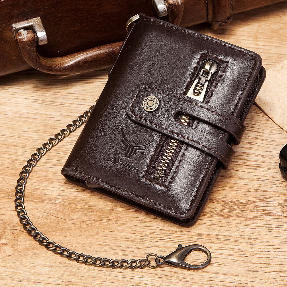 Billetera y Tarjetero De Cuero Vacuno Con RFID BP982 Café