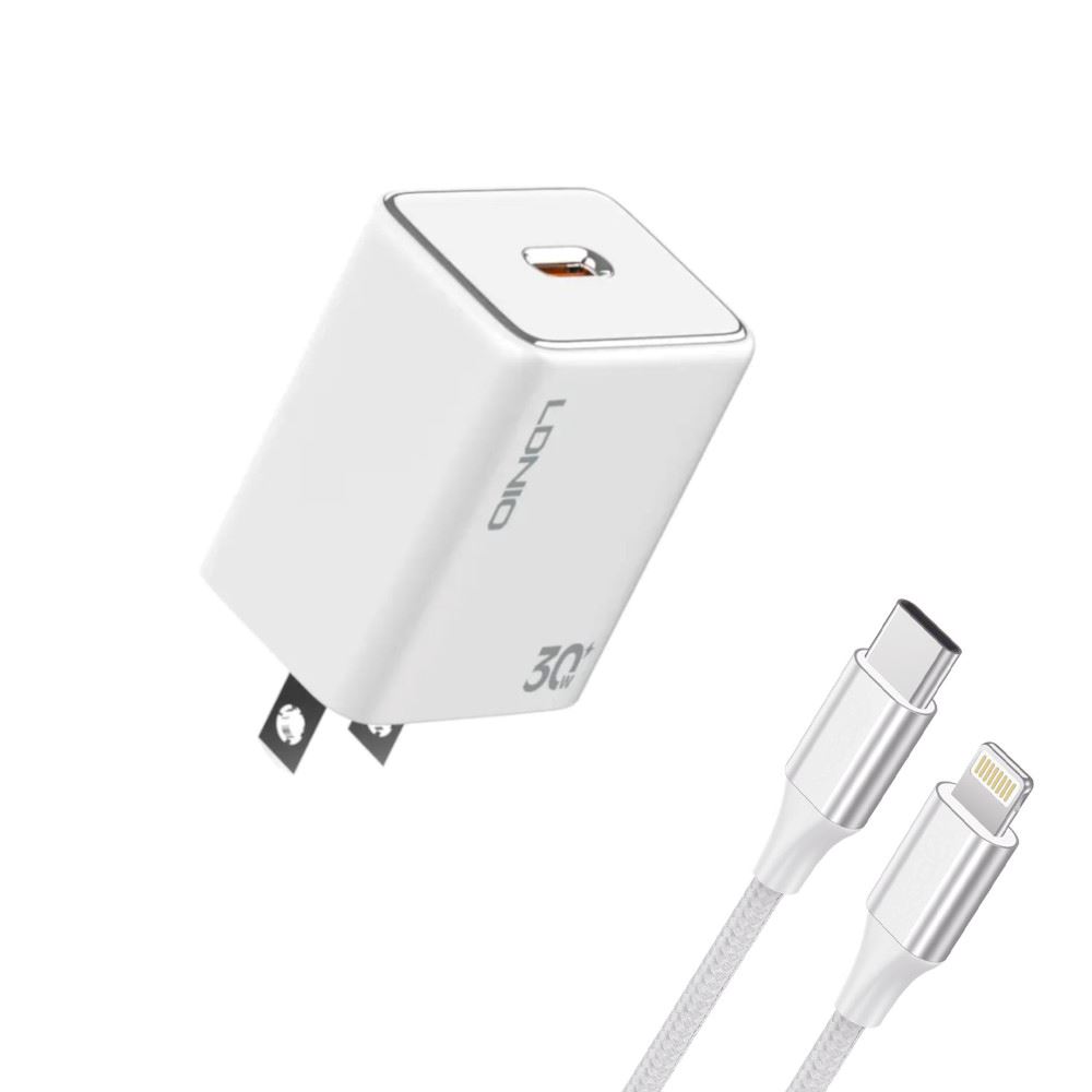 Cargador de 30W Carga Rápida A1508C  USB-C Incluye Cable Lightning a Tipo C