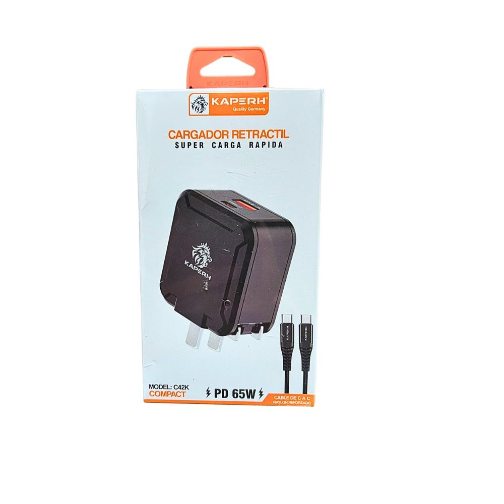 Cargador Retractil Carga Rapida 65W