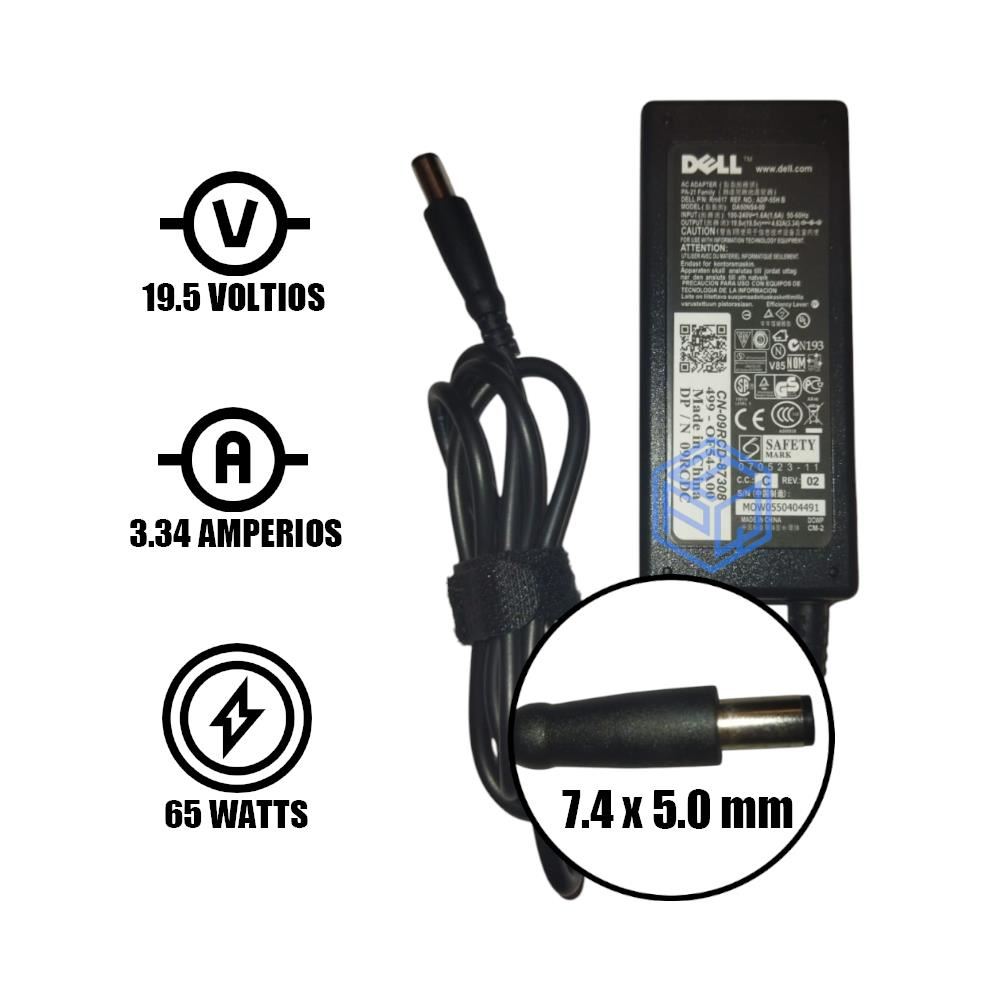 Cargador Compatible  laptop dell 19.5v 3.34a 7.4x5.0mm punta aguja