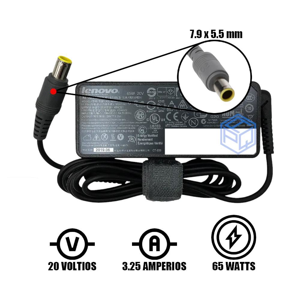 Cargador Compatible  Lenovo Punta Aguja 20v 325A-65W 7.9 x 5.5