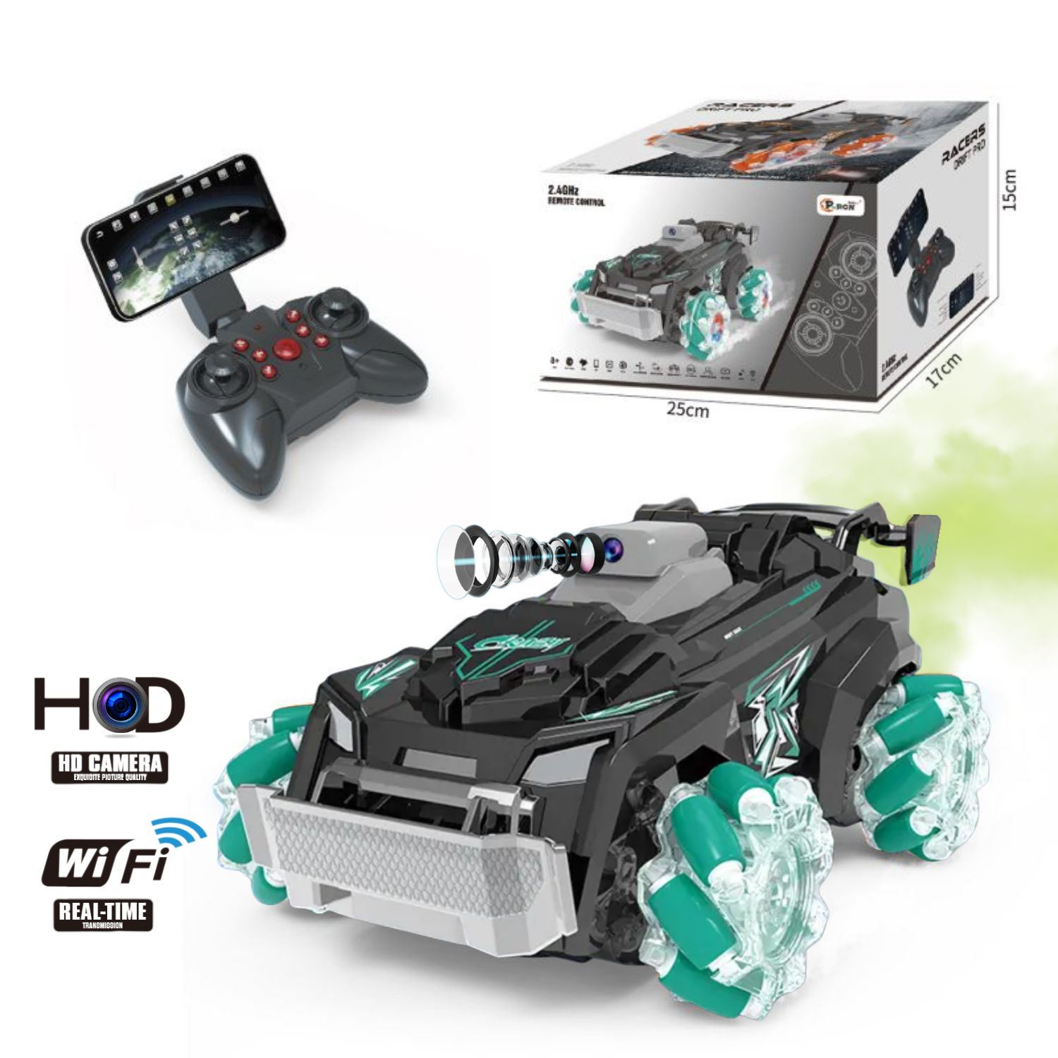 CARRO MONSTER 4X4 TODOTERRENO CON CÁMARA WIFI +RUEDAS ACROBATICAS 360° +EFECTO HUMO +CONTROL REMOTO A