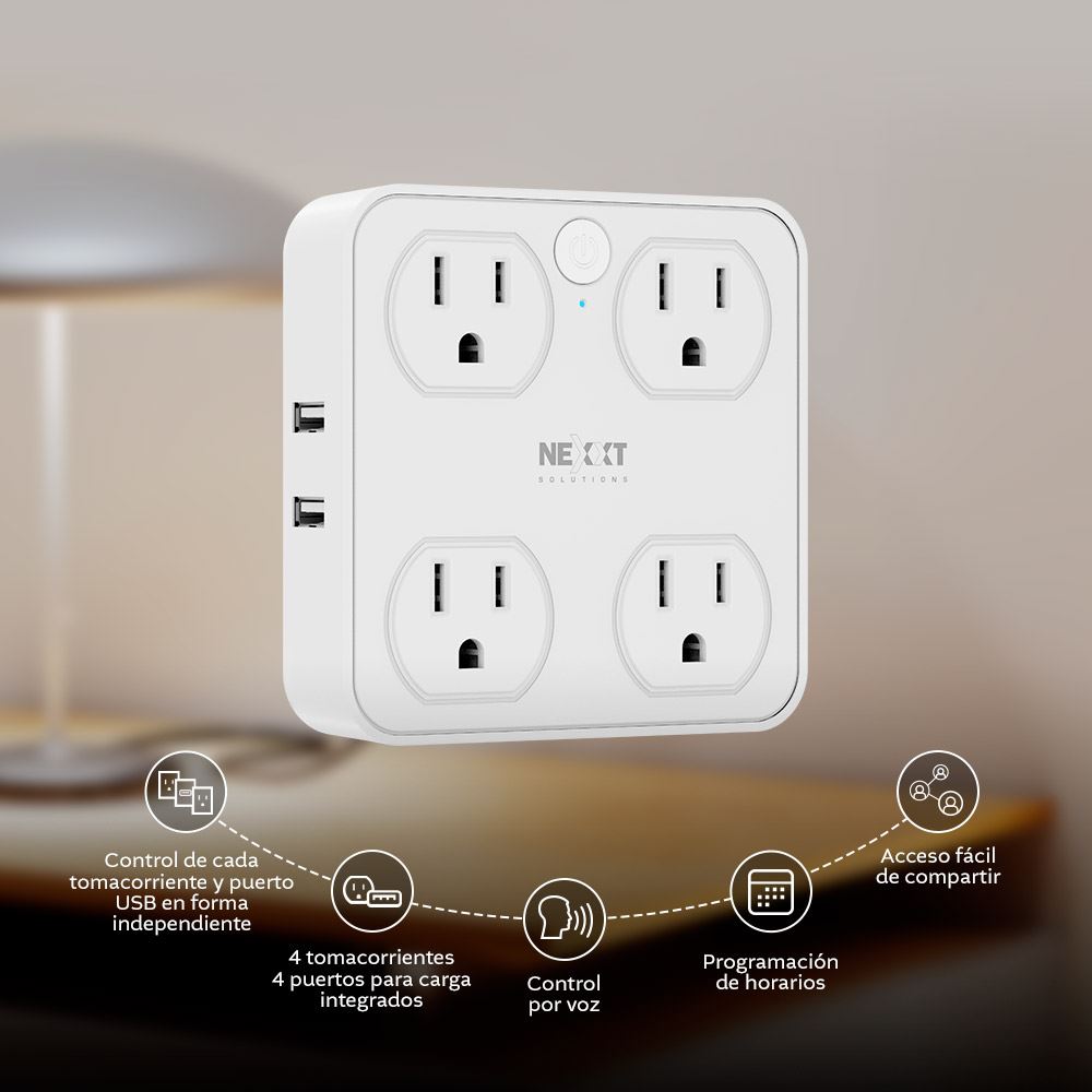 ENCHUFE INTELIGENTE DE 4 TOMAS + USB/ USBC NEXXT NHP-T615