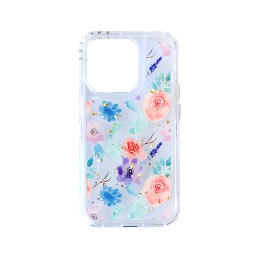 Case Antishock Transparente Compatible con iPhone 14 Pro Floral 2