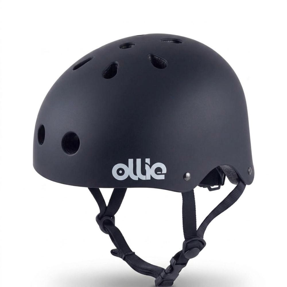 Cascos de Bicicleta Ollie Negro Talla L con Luz Trasera y Correa Ajustable