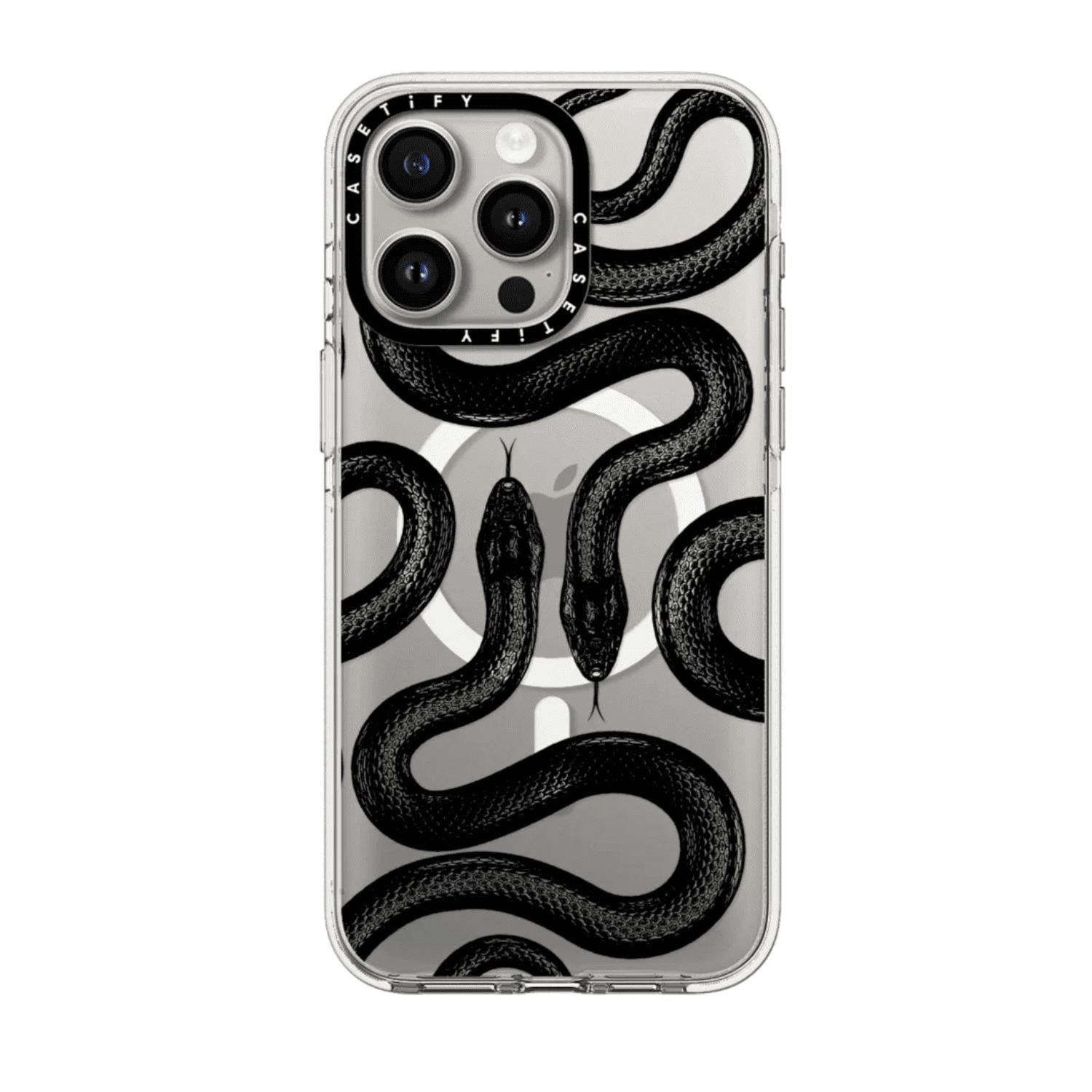 Case Casetify Black Kingsnake Clear Case con Magsafe - Iphone 14 Plus