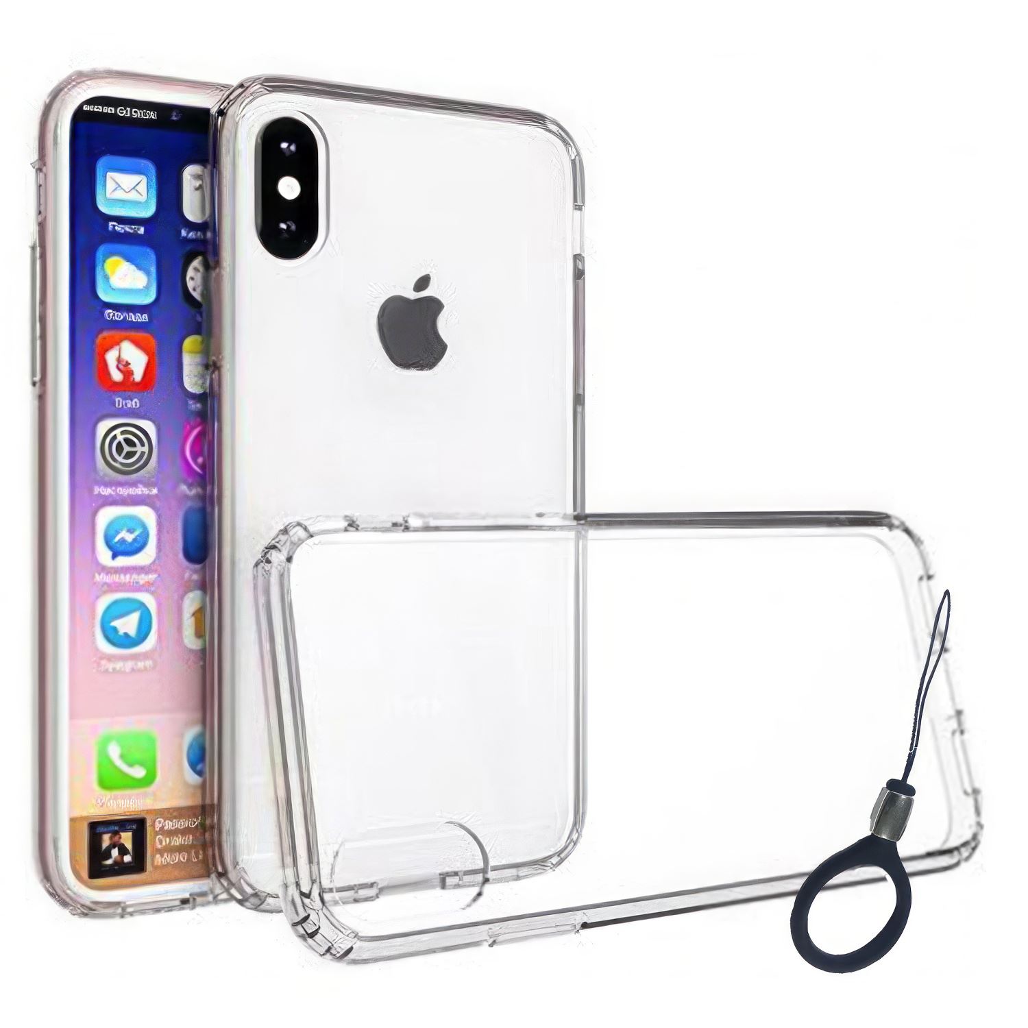 Pack por  2 Und Case Transparentes para iPhone XS/X con Aro Sujetador