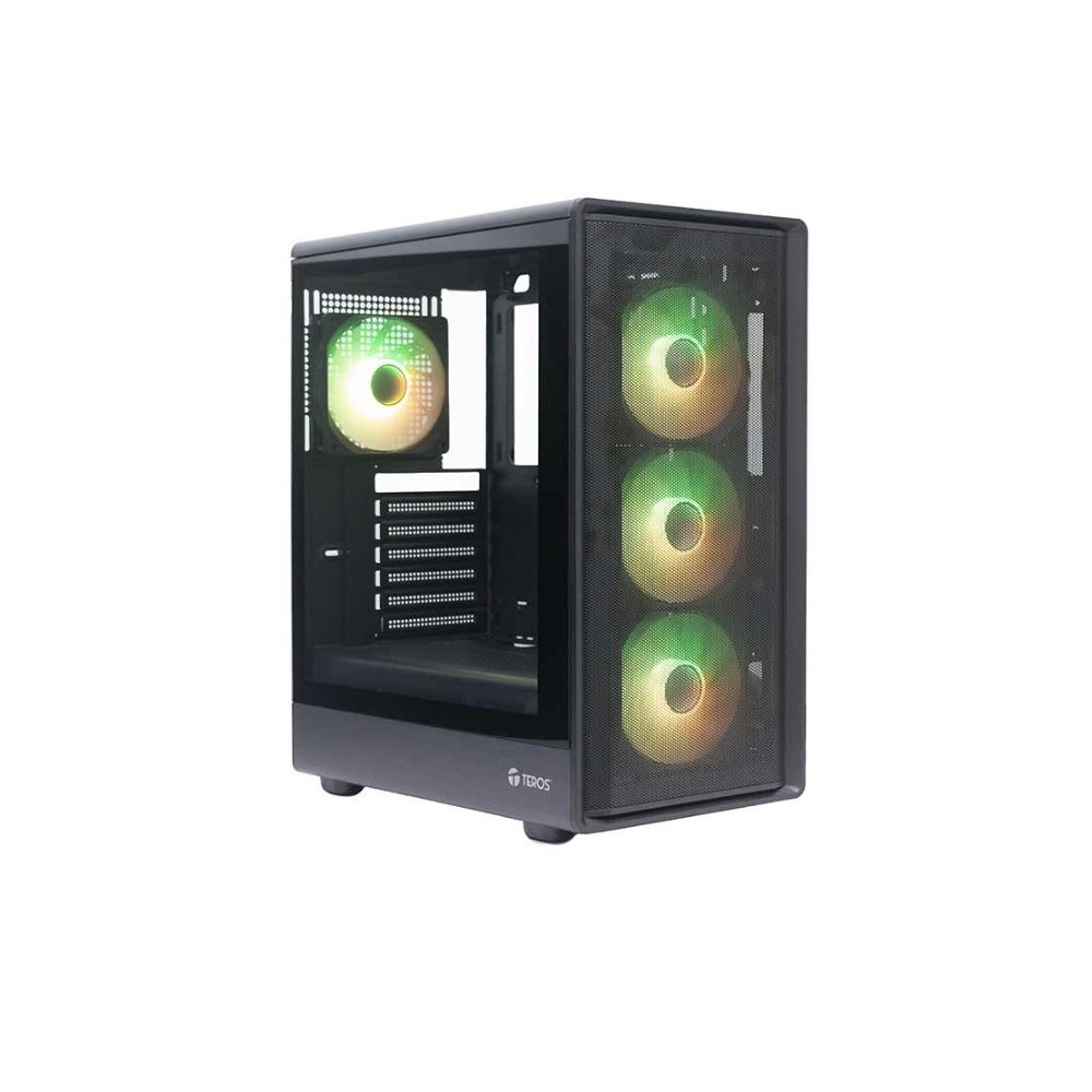 Case gamer TEROS TE-1323G ITX MATX ATX 3.5 y 2.5 Pulgadas negro sin fuente