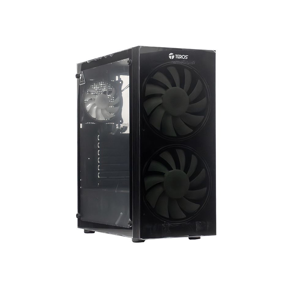 Case TEROS TE-1333G ITX M-ATX ATX 3.5 y 2.5 Pulg sin fuente gamer negro