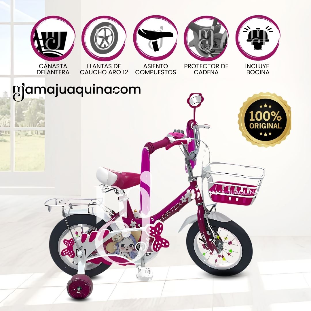 Bicicleta Campera con Canasta Aro 12 «CANDY III» Fucsia