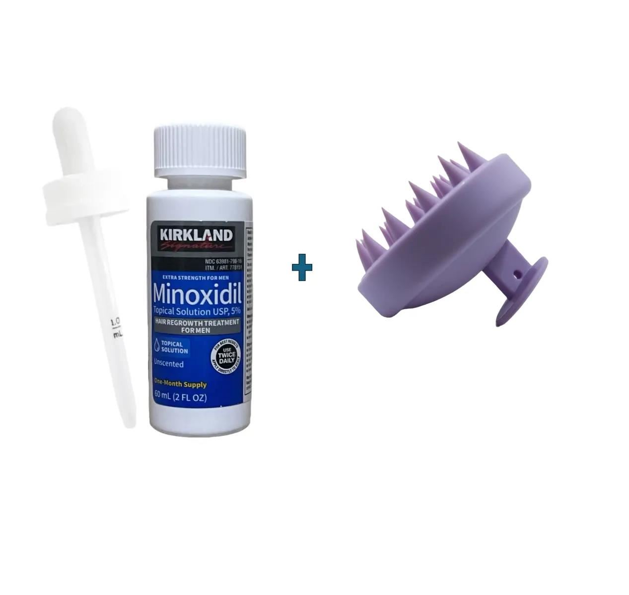 Minoxidil Kirkland 5% Cabello y Barba + Cepillo Estimulante