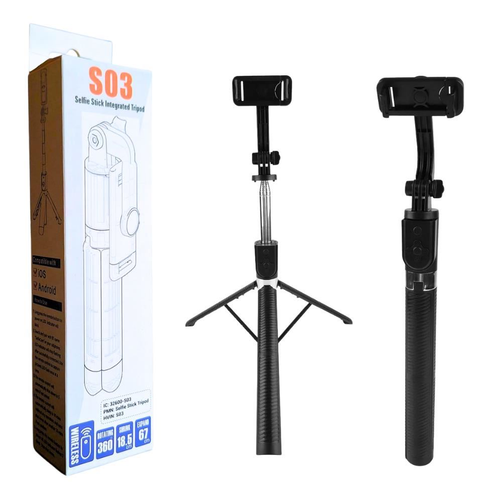 Trípode selfie stick 2 en 1 Bluetooth de 67 cm S03 Gaucho
