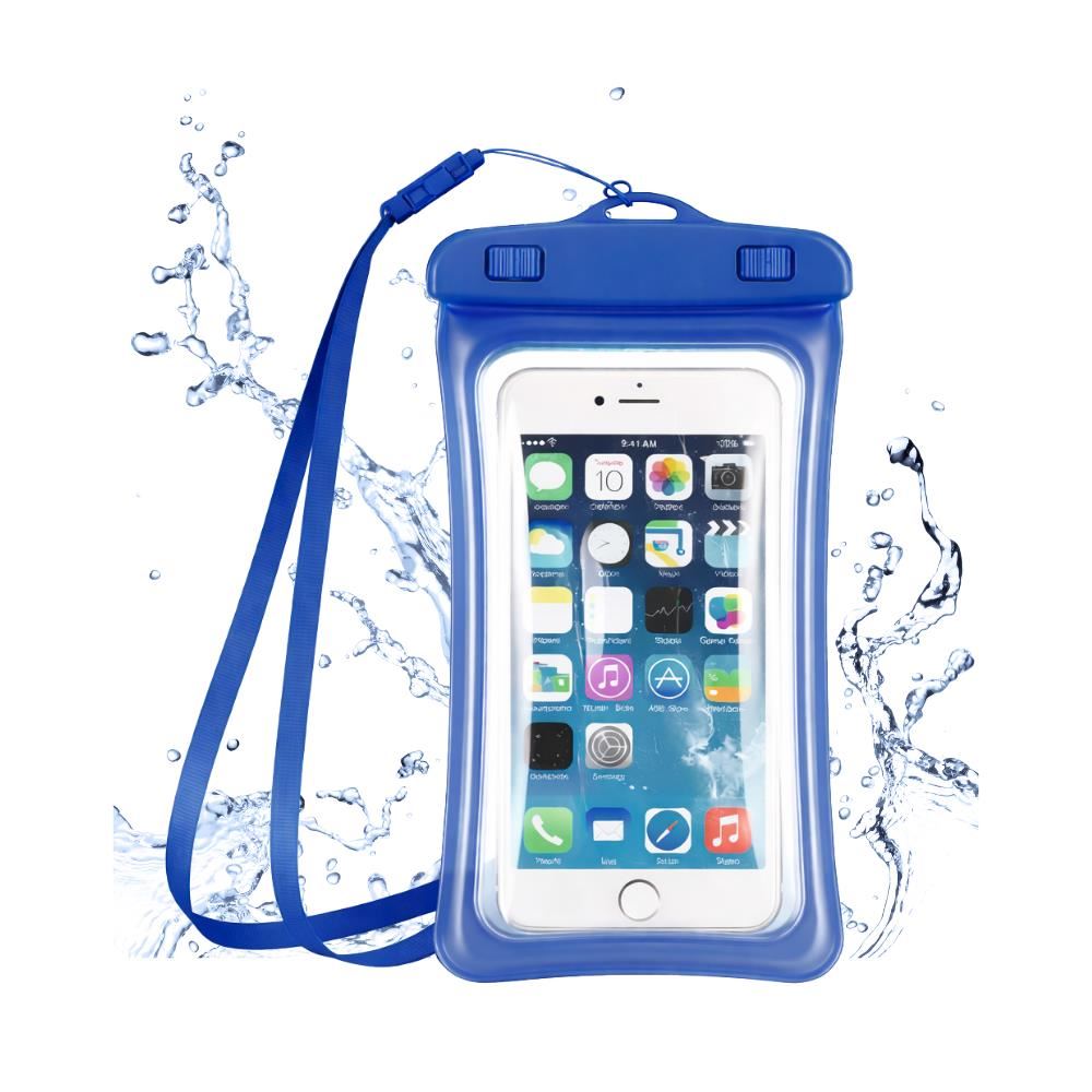 Funda Acuatica con Flotador para Celular Sellado Hermetico Azul