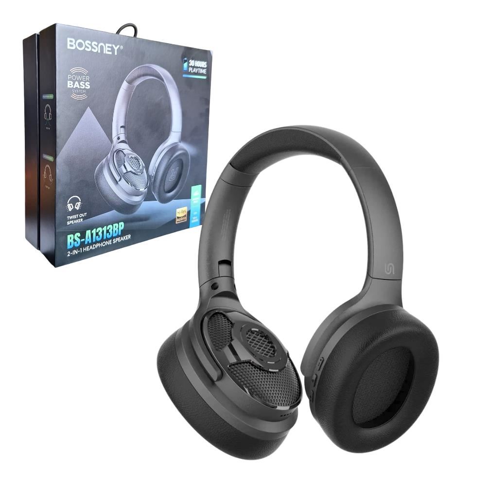 Audífonos Tipo Vincha Bluetooth con Parlante Incorporado y Radio 30Hrs Bs-A1313BP Bossney