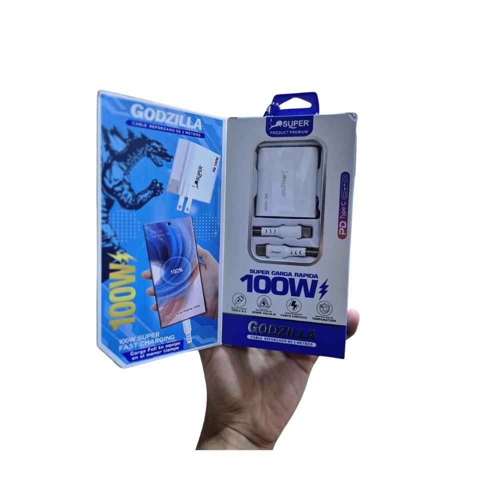 Cargador Godzilla 100W Y Cable 2Mt Tipo C A C Godzilla CR63