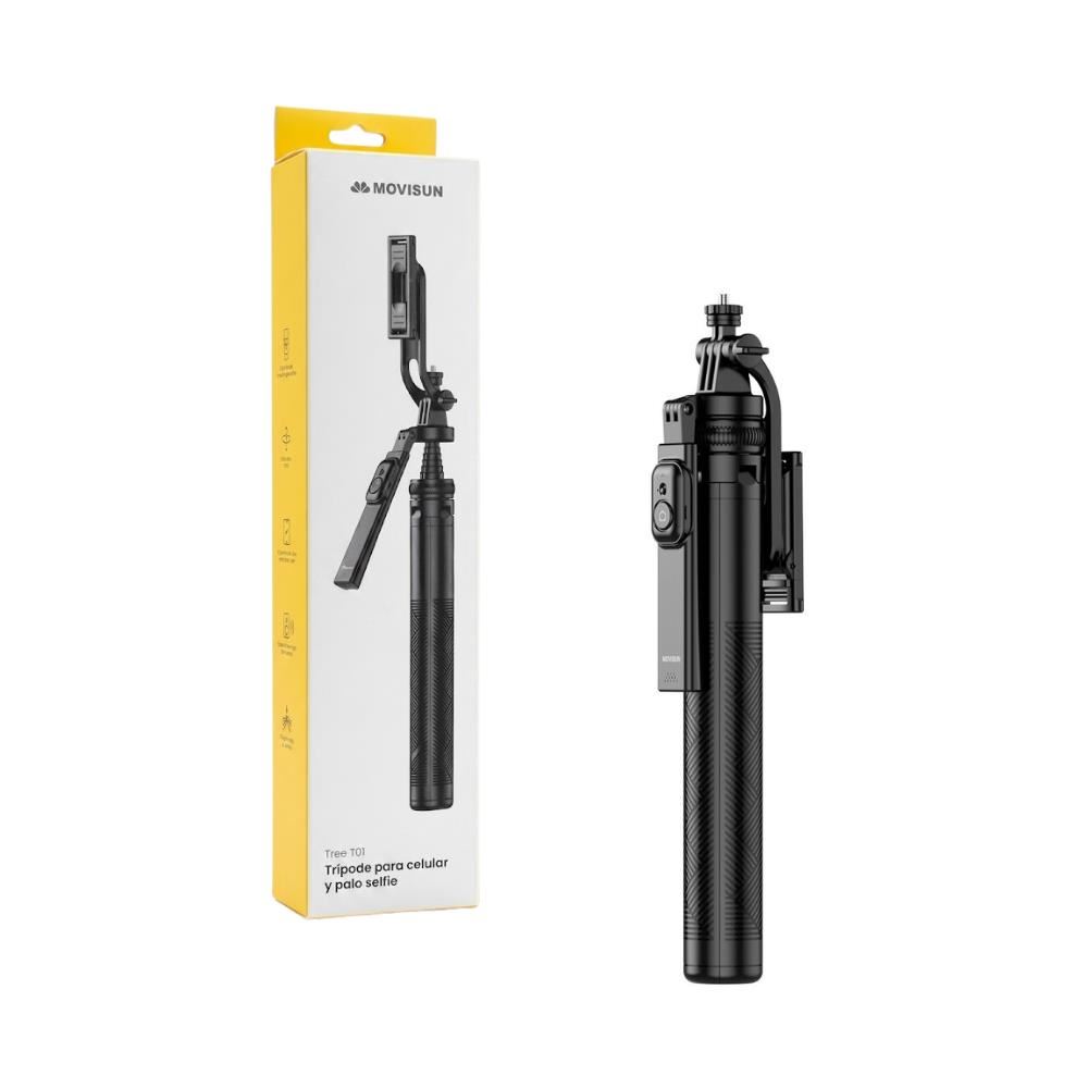 Tripode y Selfie Stick 2 en 1 con Control Bluetooth 360° Soporte Universal 1.8  metros TREE T01 Movisun