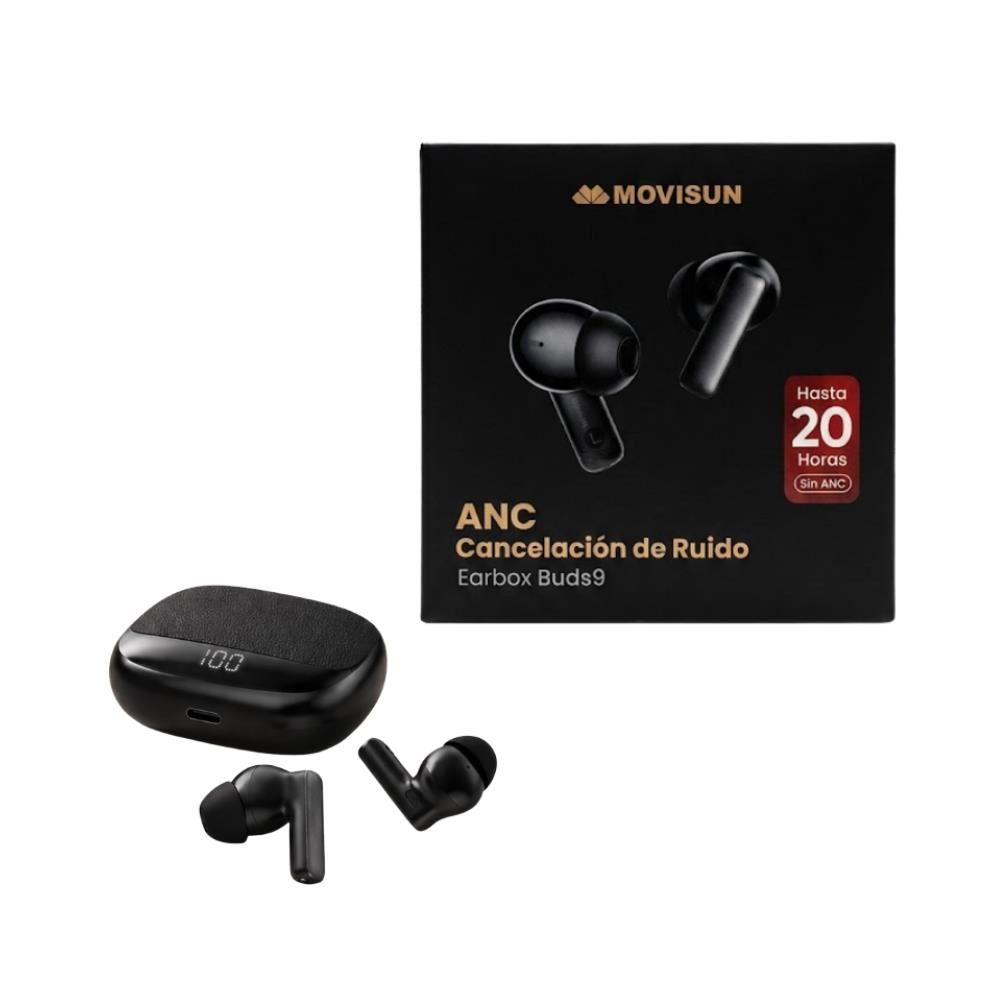 Audífonos Inalambricos Earbox Buds9  Bluetooth 6.0 con Cancelación Activa de Ruido ANC Modo Transparencia y 20 Horas de Autonomía MOVISUN