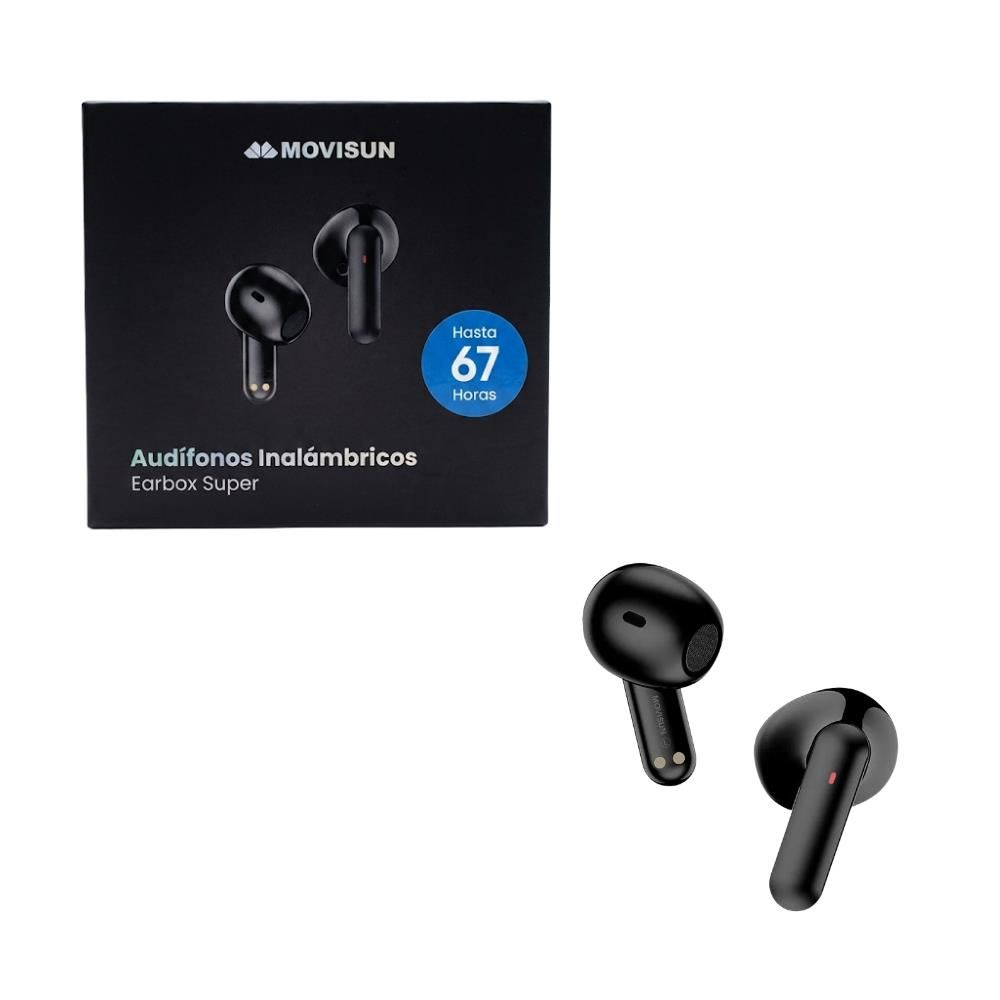 Audifonos Inalambricos Bluetooth Earbox Super 67 Horas de Automonia Pantalla LED Modo Juego y Power Bank Movisun