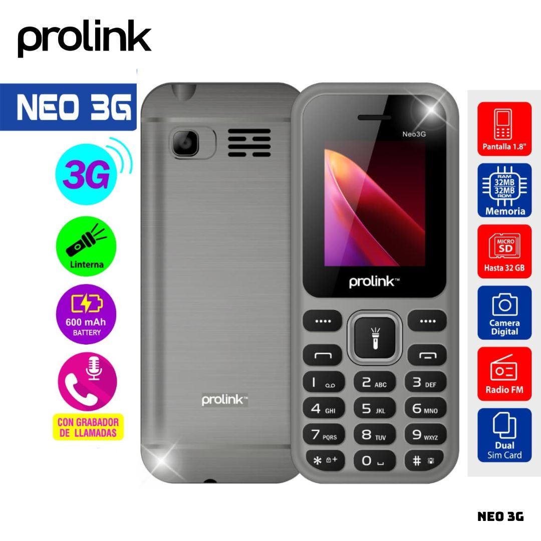 CELULAR BASICO PROLINK NEO 3G DUAL SIM - GRIS