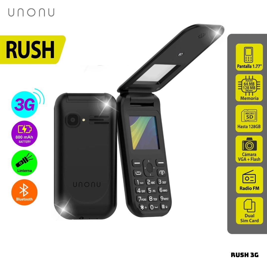 CELULAR BASICO UNONU RUSH 3G DUAL SIM - NEGRO