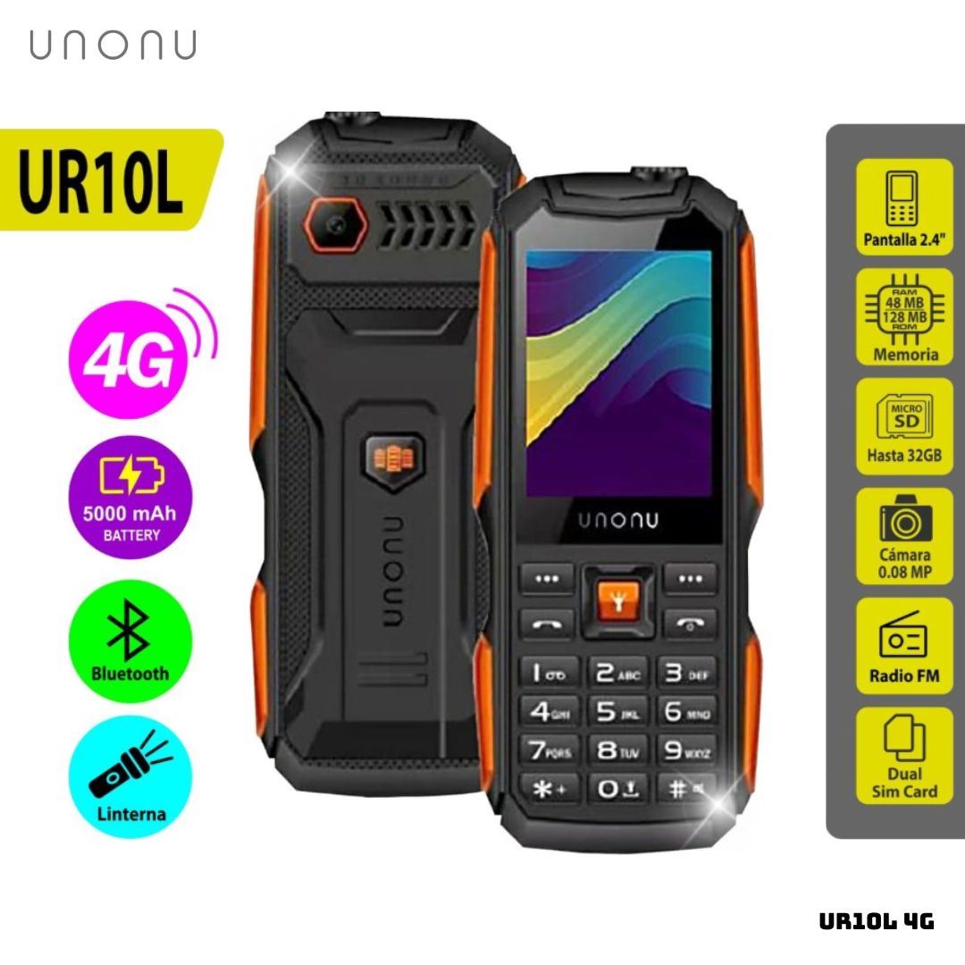 CELULAR BASICO UNONU UR10L 4G DUAL SIM - NARANJA