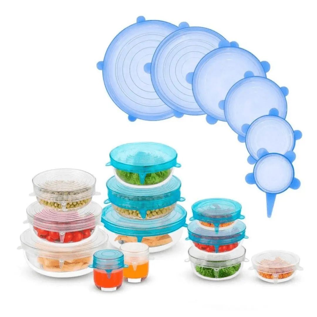 Set 2 tapas de silicona para los alimentos cada set 6 piezas