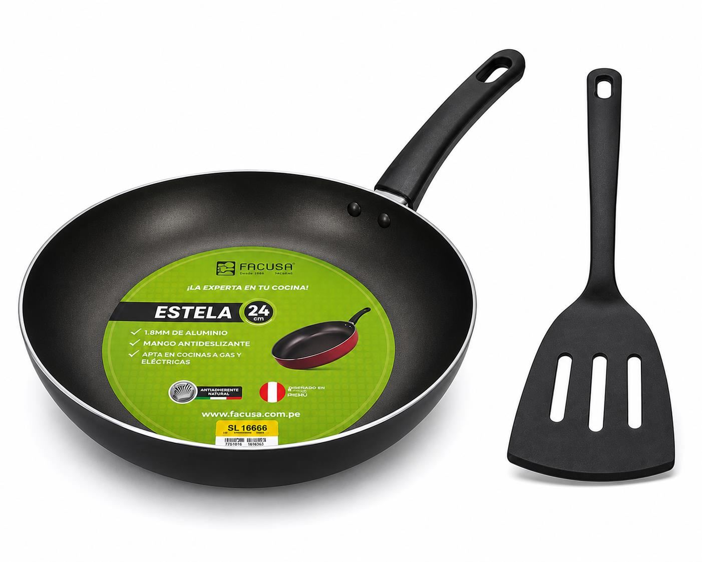 Sartén Antiadherente FACUSA Estela 24 cm + Espátula