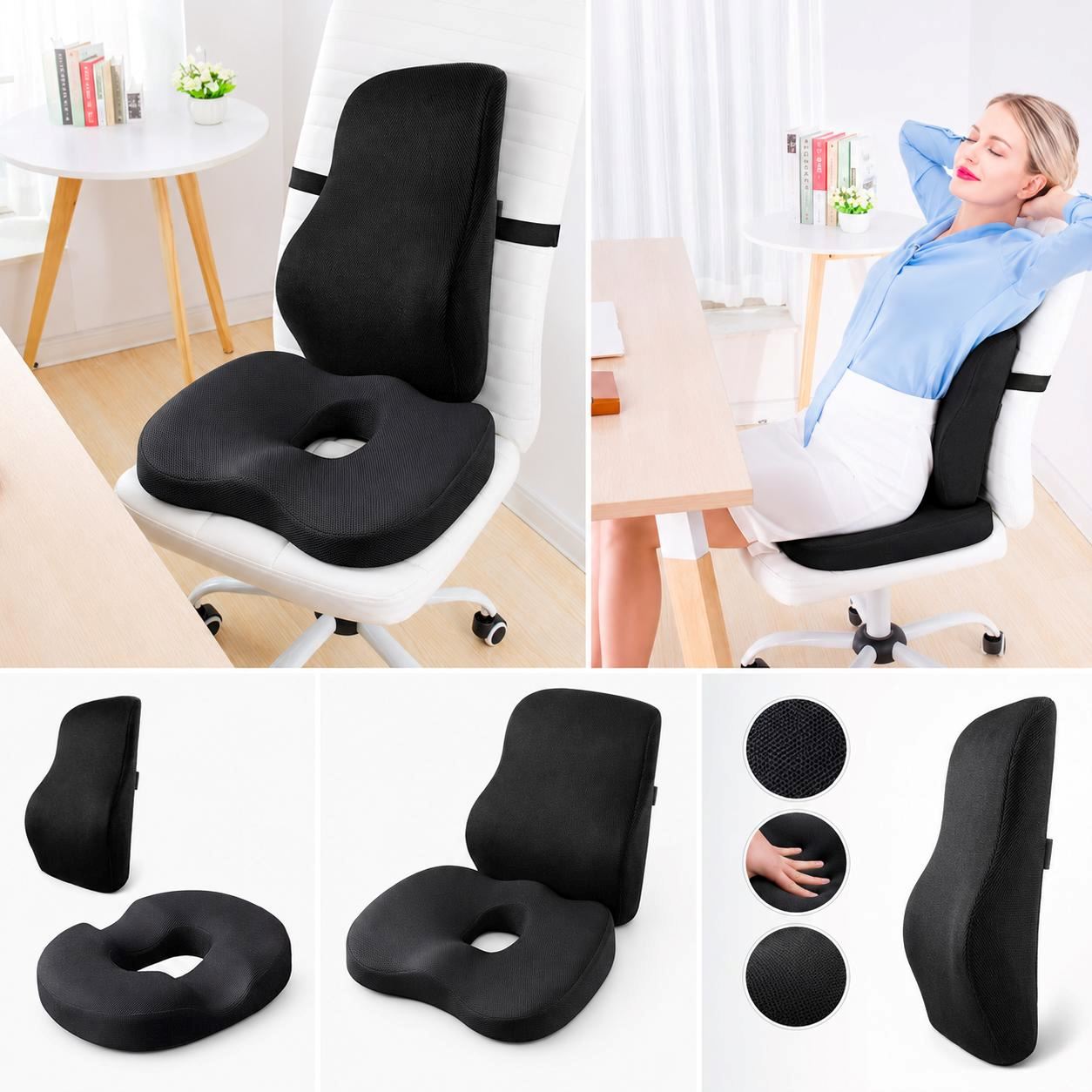 Set Cojín Picaron y Respaldo Lumbar con Gel Tech