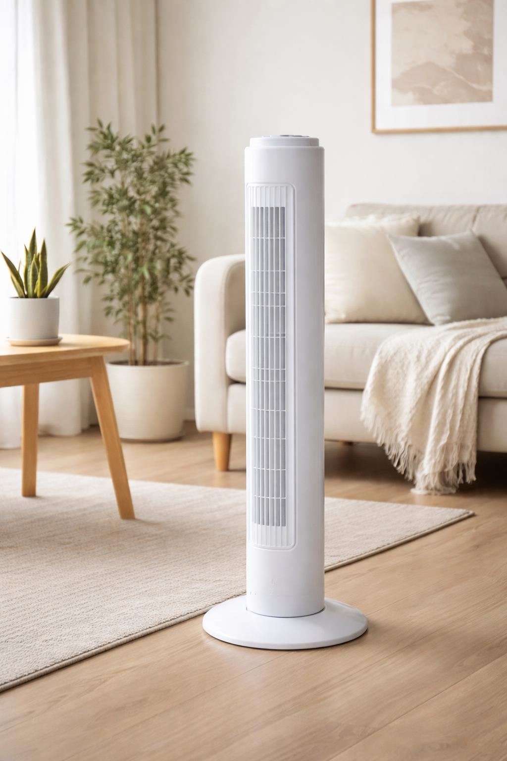 Ventilador de Torre Blanco 85 cm con Control Remoto – Frescura Total para Hogar y Oficina