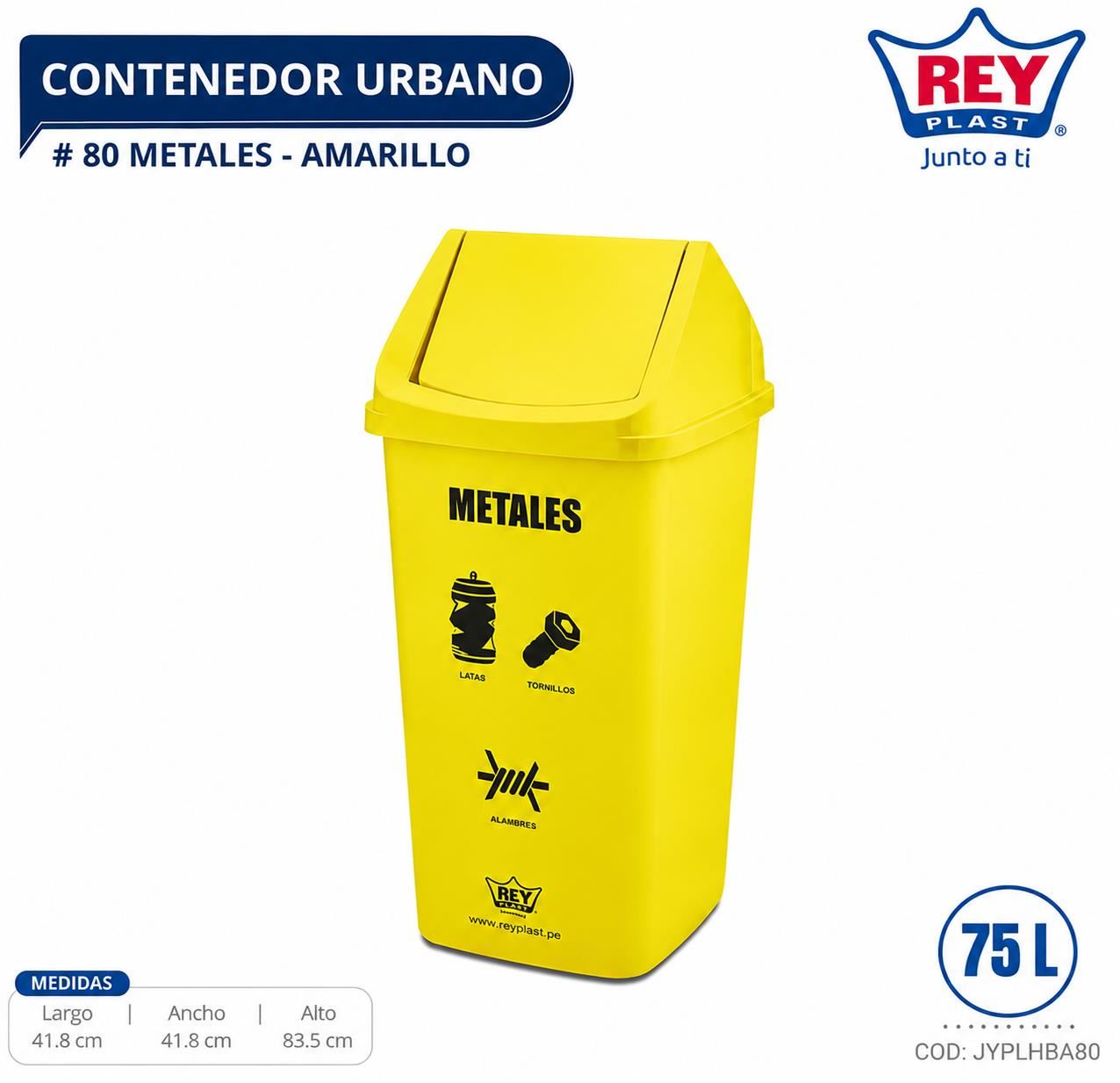 Tacho de Basura Amarillo Metales 75 Litros