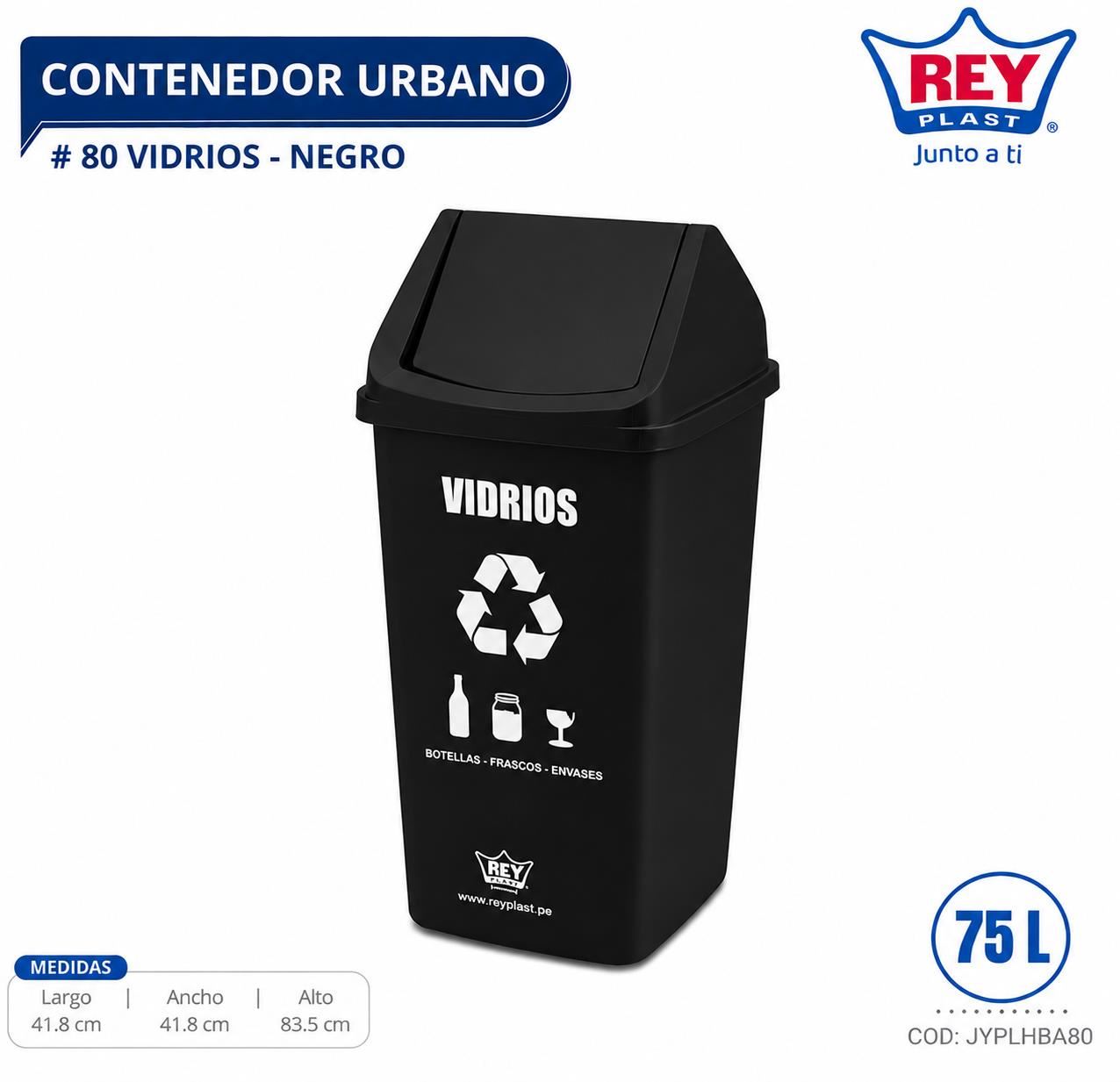 Tacho de Basura Negro Vidrios