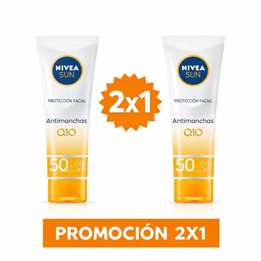 Pack x2 Nivea Sun Bloqueador Facial Q10 antiedad y antipigmento 50ml
