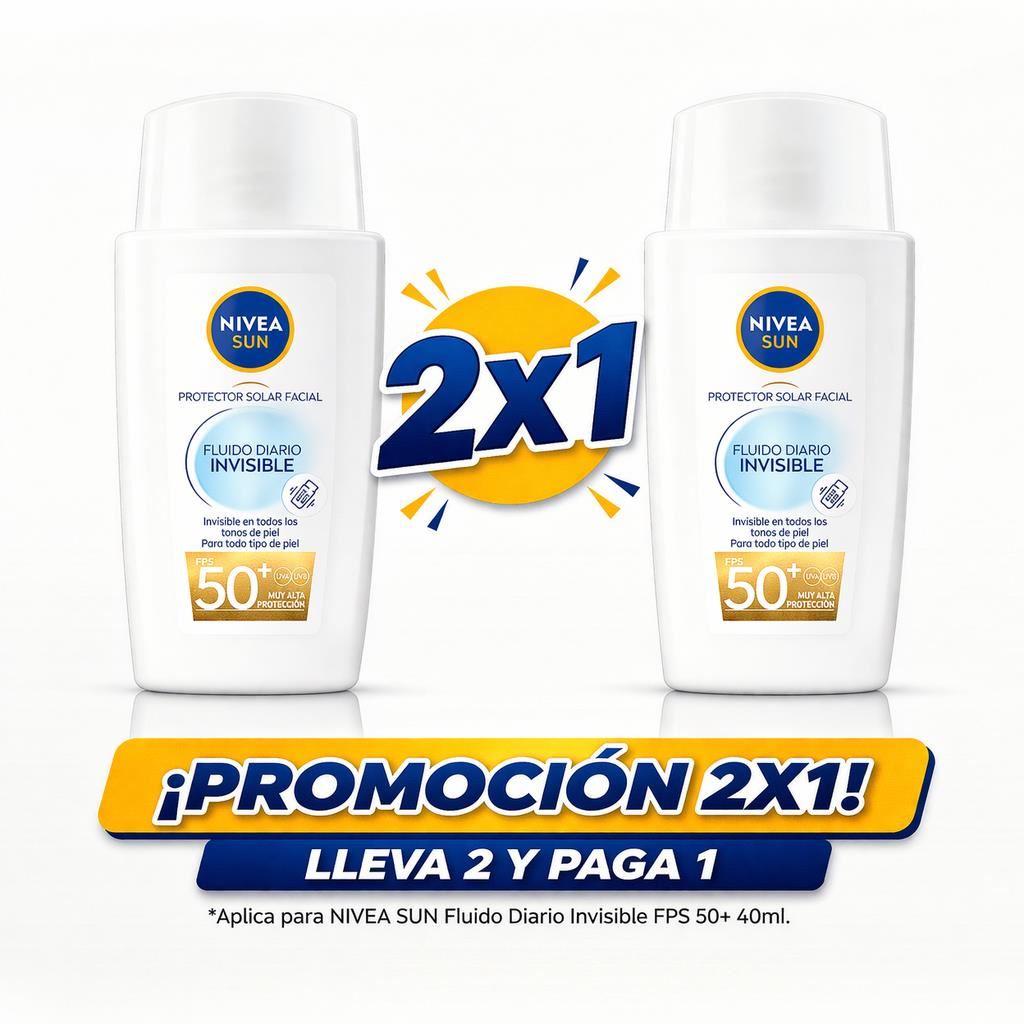 Pack x2 Nivea Sun Protector Solar Facial Fluido Diario Invisible 40ml