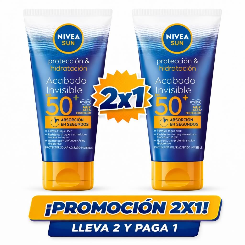 Pack x2 Nivea Sun Protector Solar Acabado Invisible FPS50 150ml