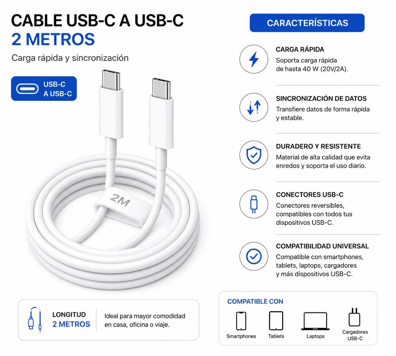 Cable de carga Tipo C 2 Metros