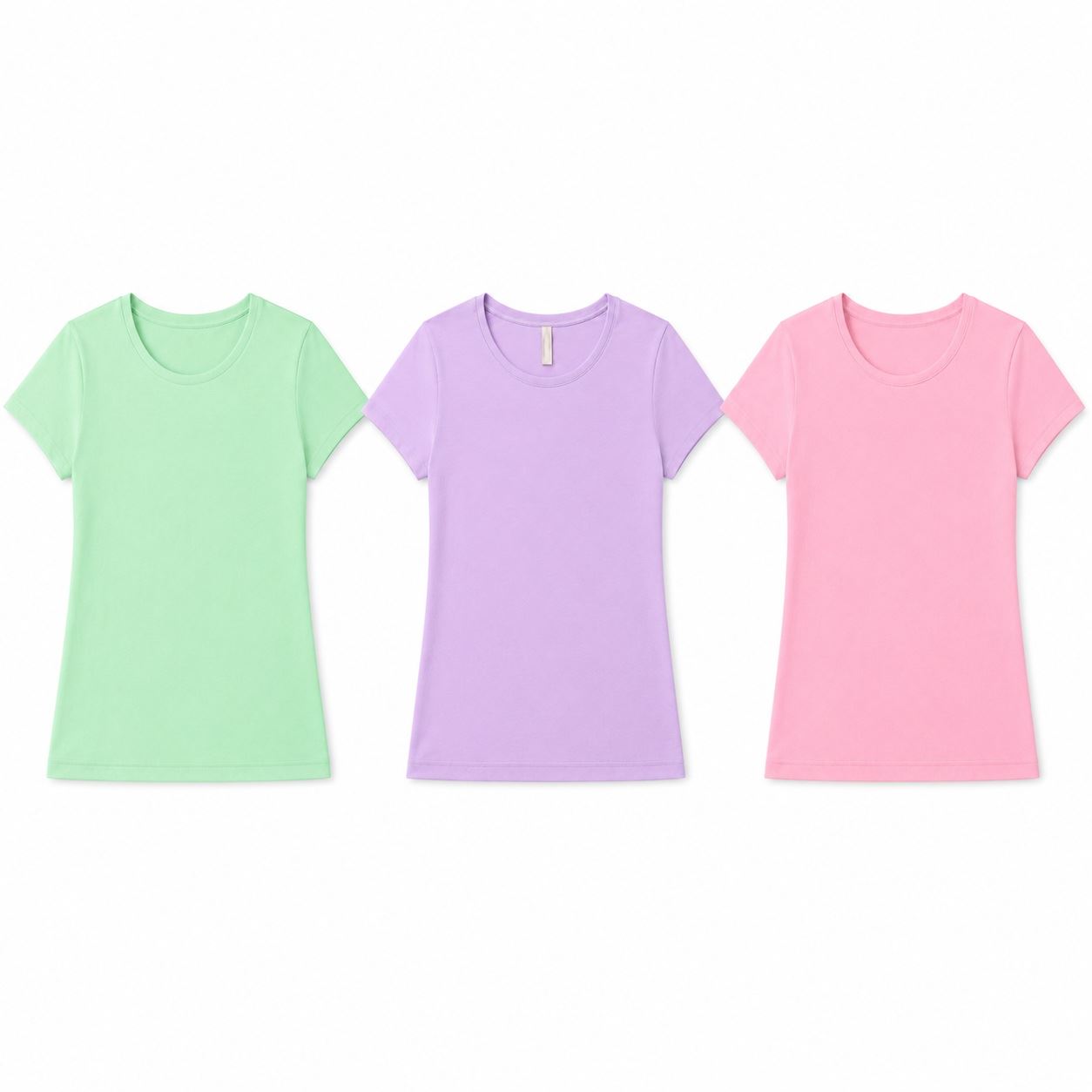 Pack de 3 Polos para Niña 100% Algodón Pima Color Lila Verde y Rosa Con Manga Corta Suave y Cómodo