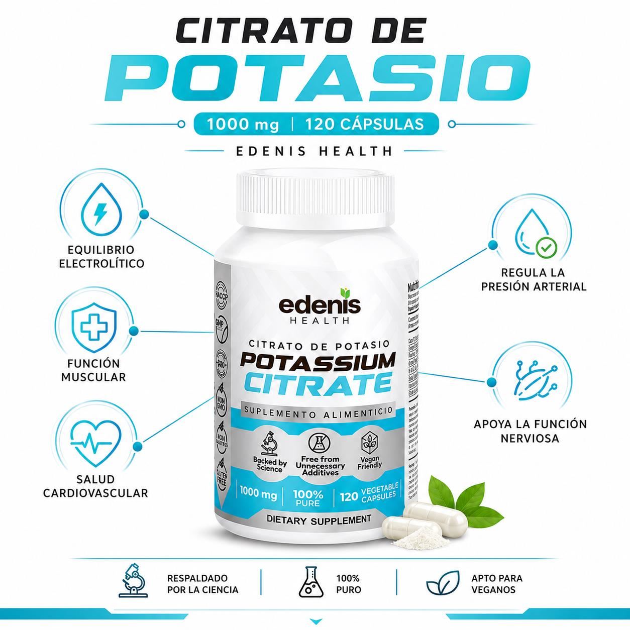 CITRATO DE POTASIO 120 CÁPSULAS EDENIS HEALTH