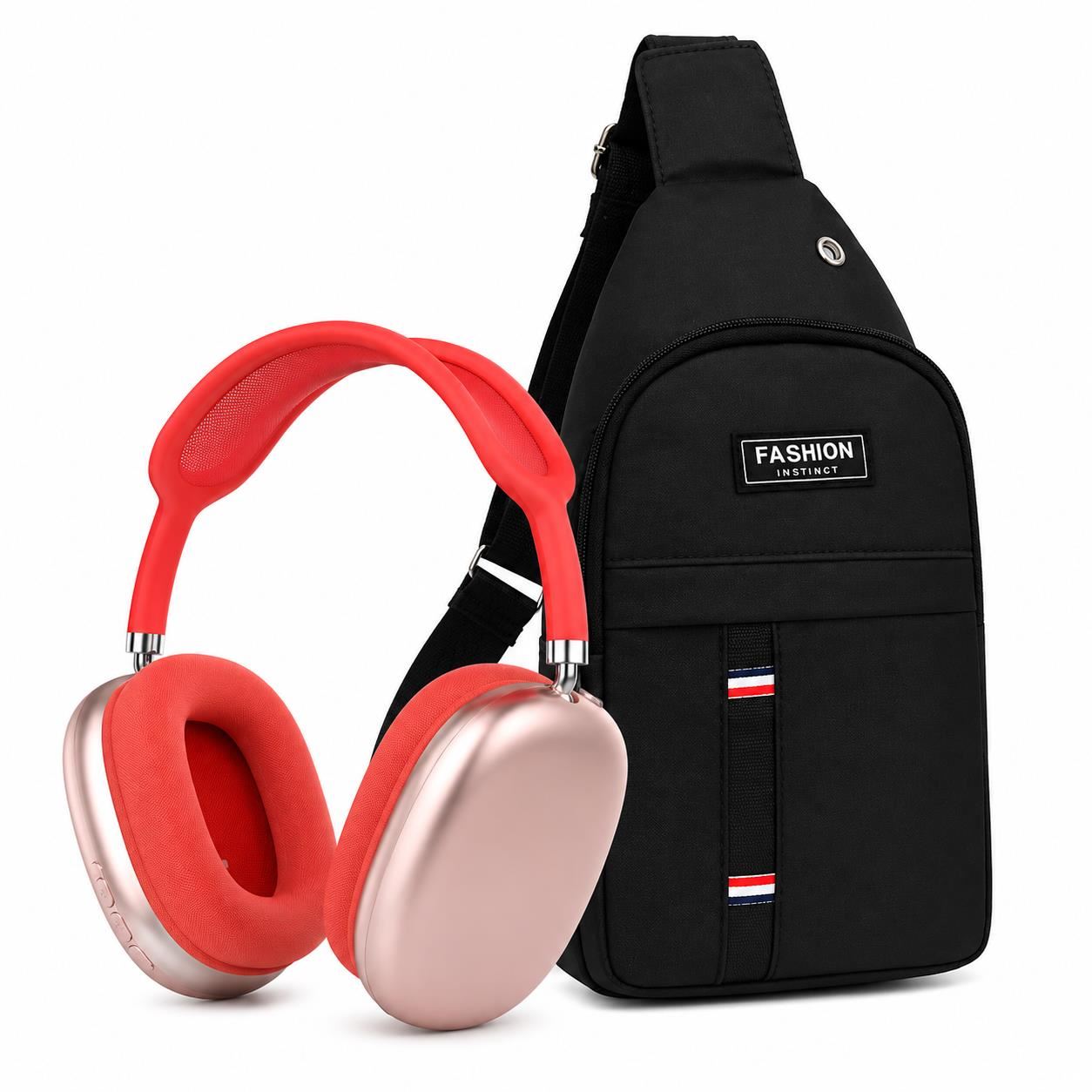 Audífonos Bluetooth P9 Over Ear 5.0 Rojo + Morral Deportivo Multiuso