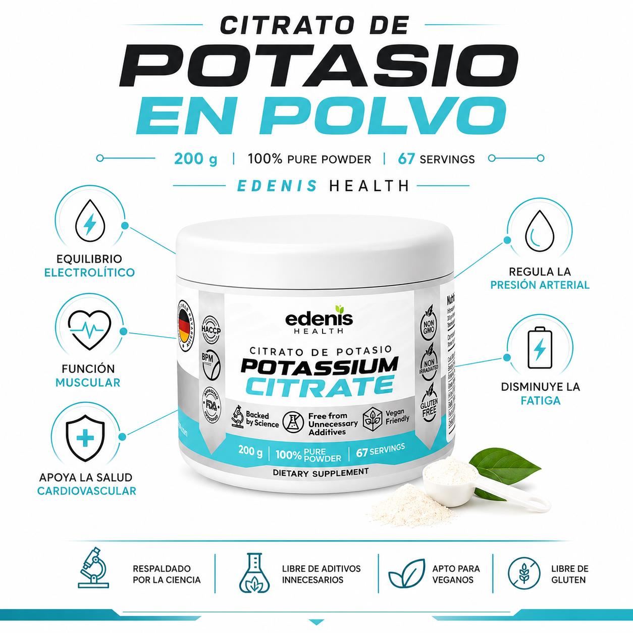 CITRATO DE POTASIO 200G EN POLVO EDENIS HEALTH