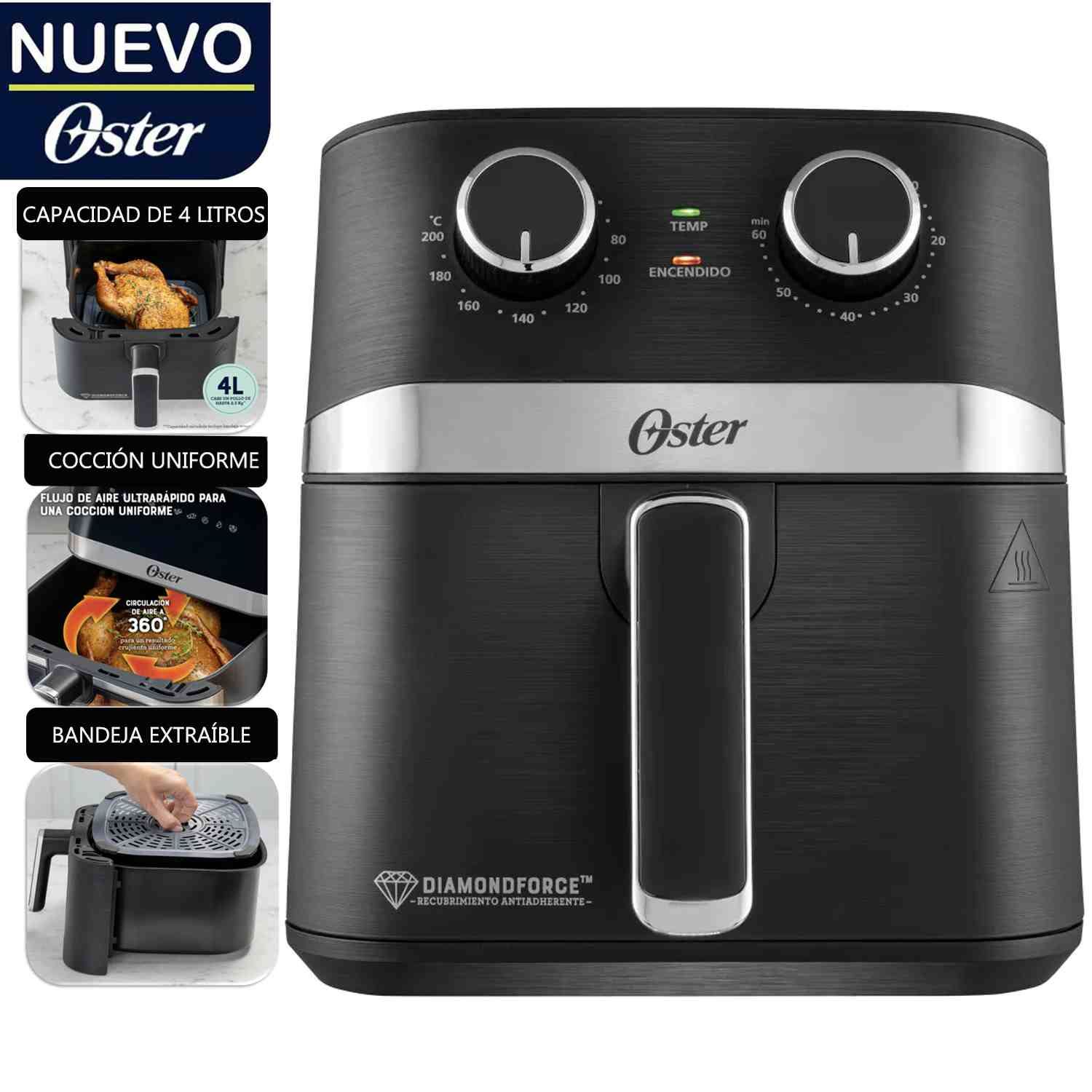 Freidora de Aire Manual Oster DiamondForce 4L CKSTAF401MDF