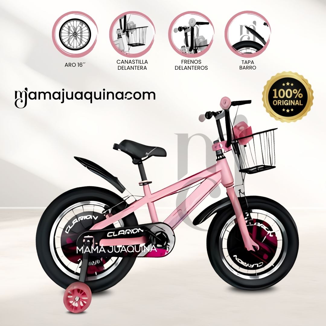 Bicicleta Para Niños Aro 16 «CLARION II» con Canasta Pink