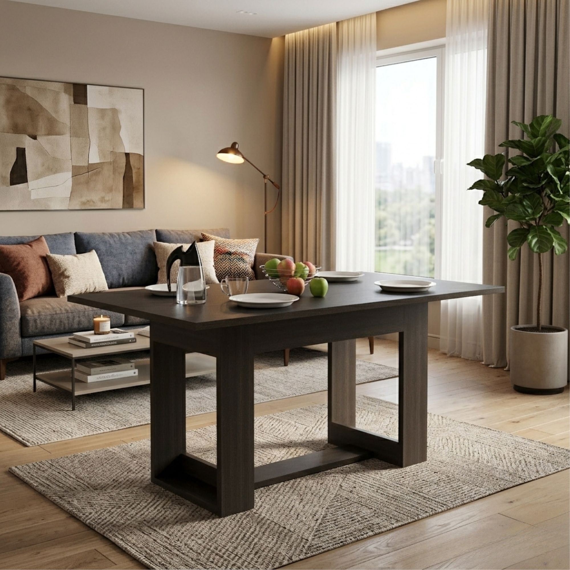 MESA COMEDOR VOLTERRA 6 PUESTOS NEGRO | TUHOME