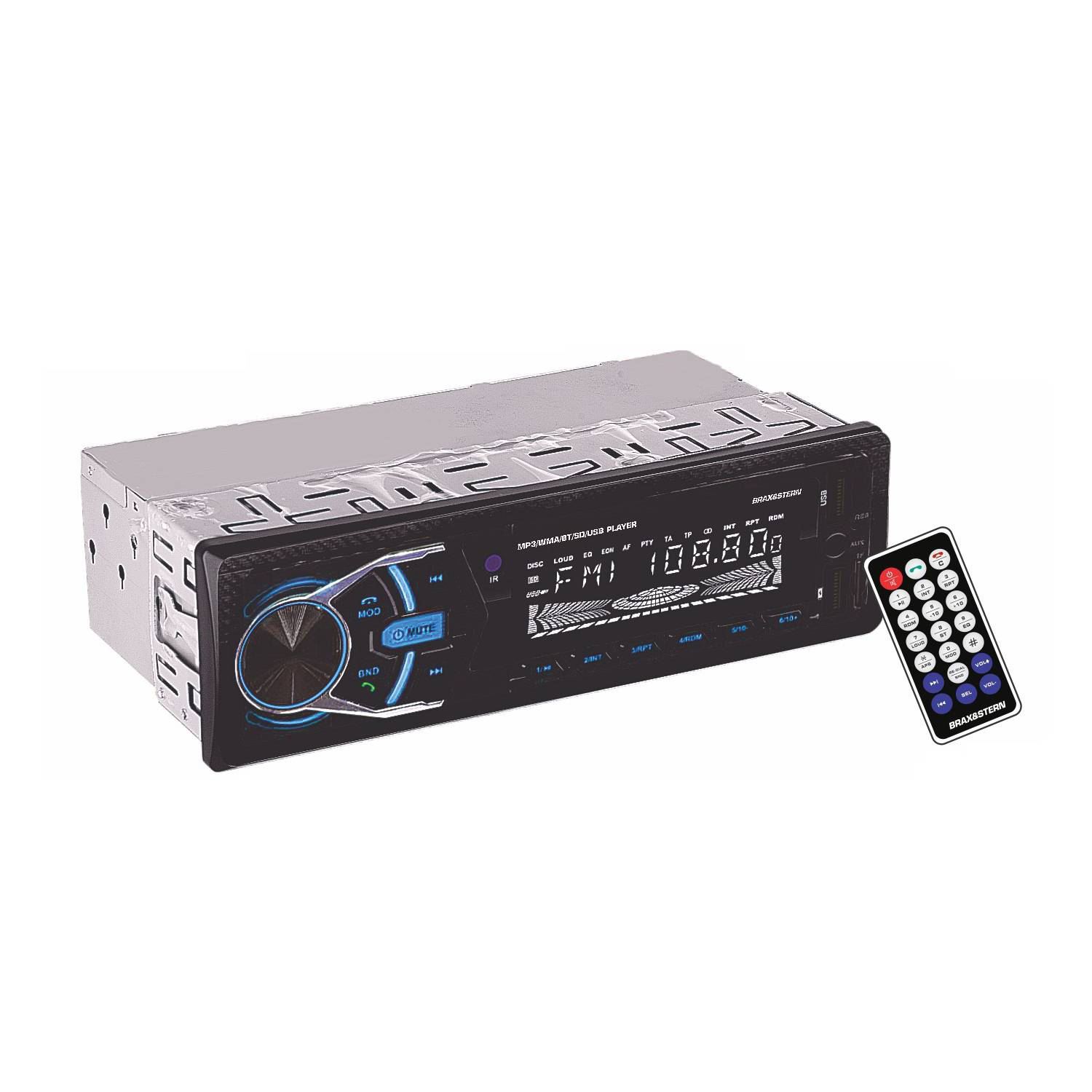 AUTORADIO 1 DIN MP3 FM BLUETOOTH PANEL FIJO APP ANDROID/IOS AZUL