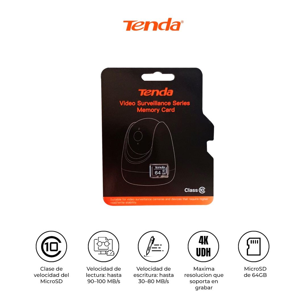 MicroSD 64GB Tenda CM064 4K Clase 10 Resistente