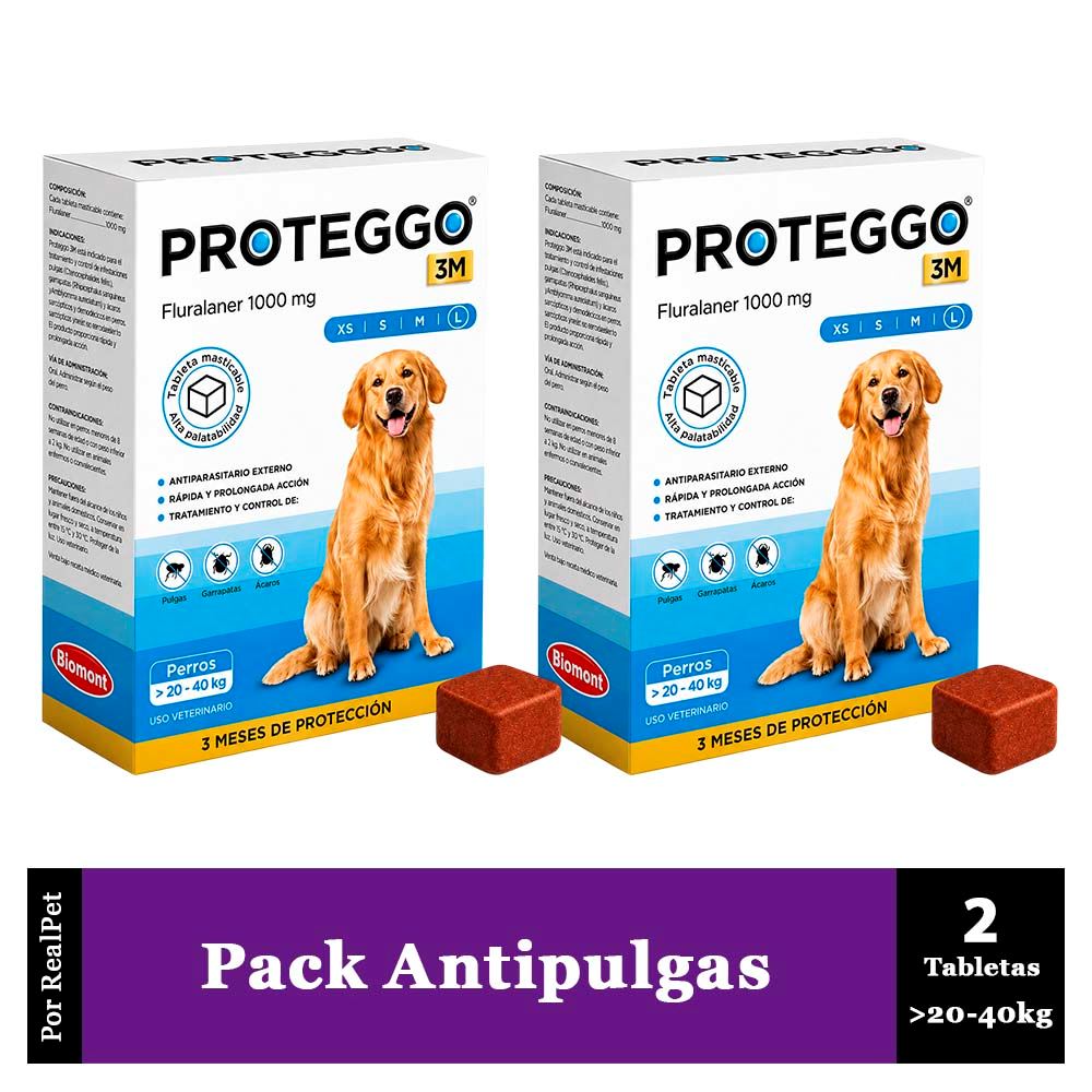 Pack x2 Antipulga Proteggo 3M para Perros de 20 - 40 kg