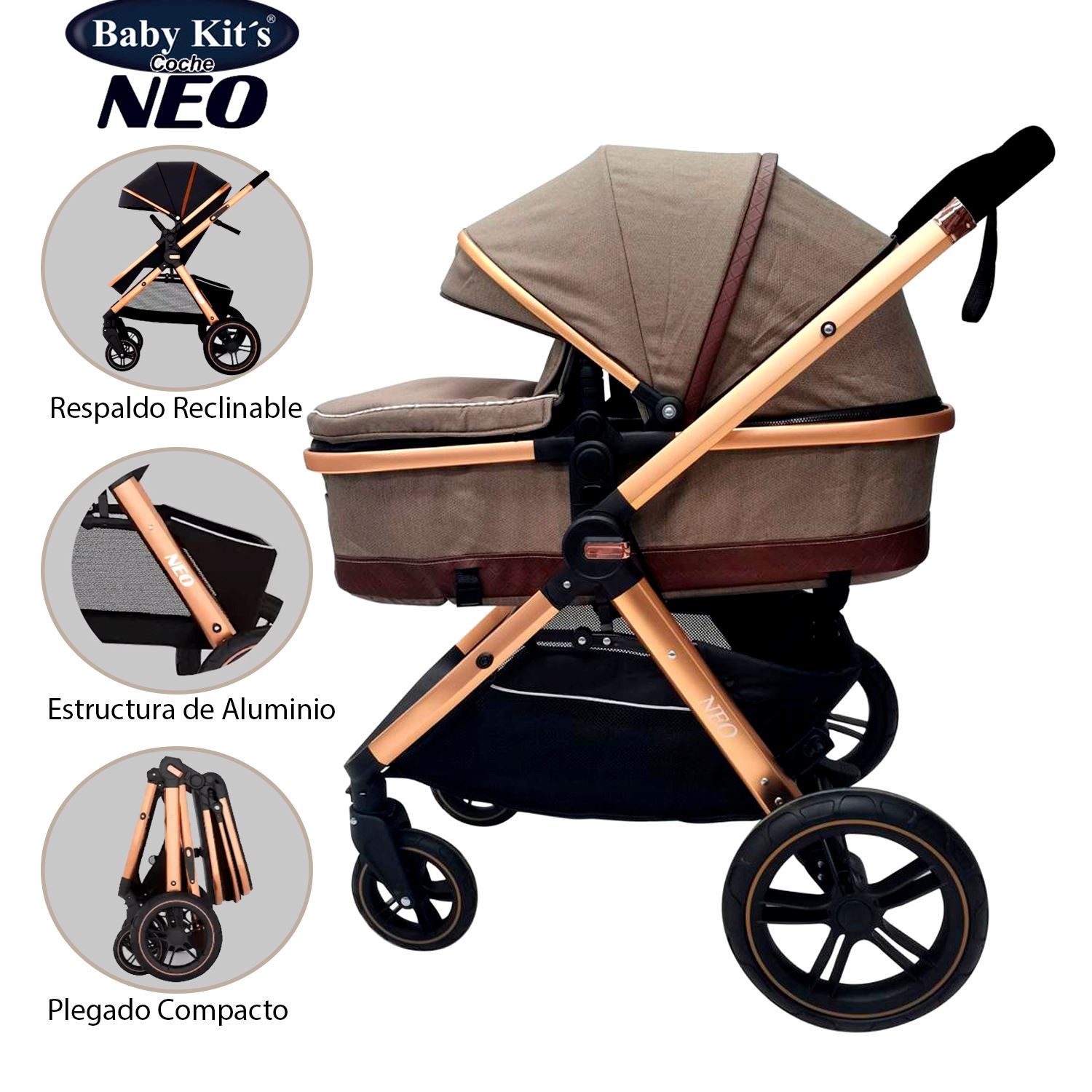 Coche Cuna Moisés Baby Kits NEO Beige