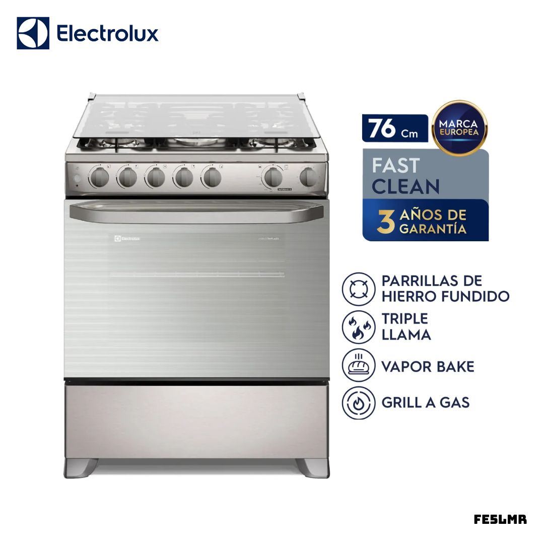 COCINA DE PIE ELECTROLUX A GAS 5 HORNILLAS ACERO INOX - FE5LMR