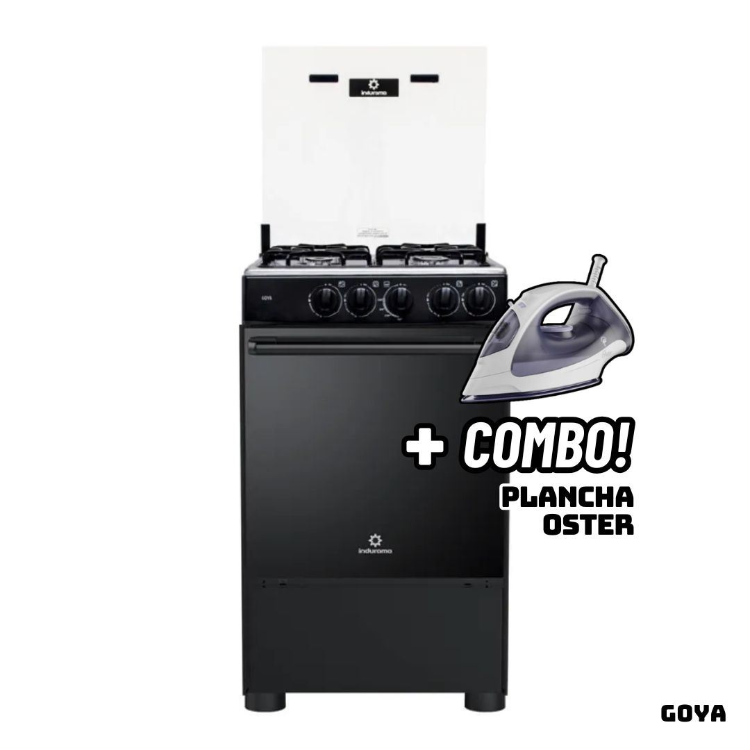 COCINA DE PIE INDURAMA A GAS 4 HORNILLAS - GOYA + PLANCHA OSTER