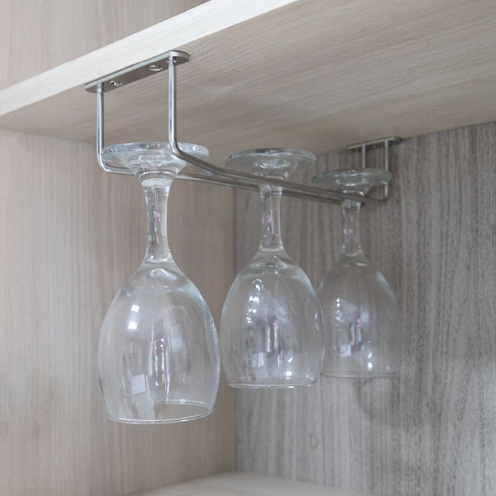 Soporte para copas de 1 fila cromado de 26 cm de largo Más Casa Perú