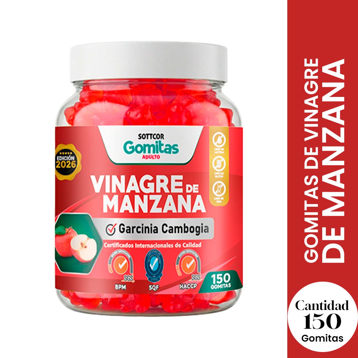Gomitas Adultos Vinagre de Manzana Sottcor 150 Gomitas